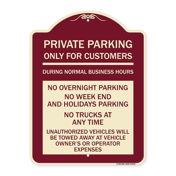 Signmission Only for Customers During Normal Business Hours No Overnight Parking No Trucks at Any, BU-1824-23519 A-DES-BU-1824-23519 - main